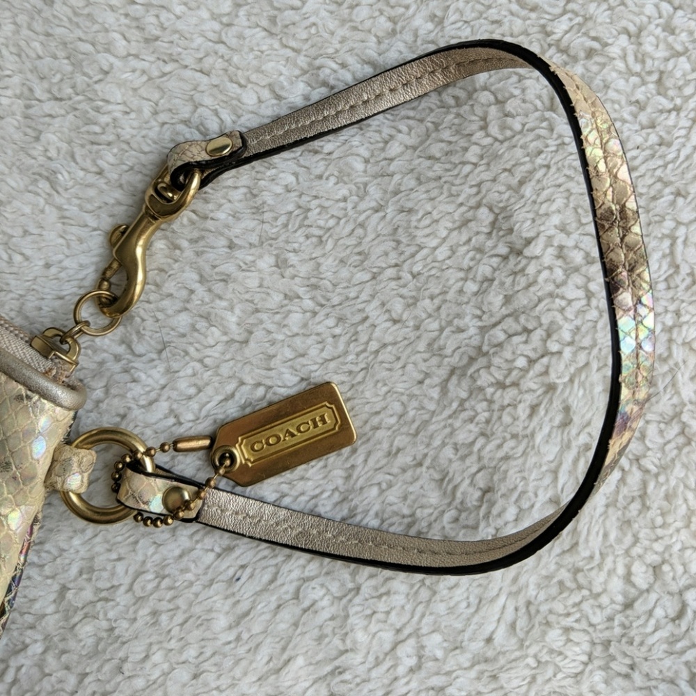 Coach Metallic Python Pleated Wristlet - Picture 3 of 8